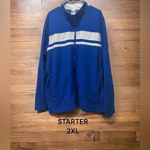STARTER, 2XL,BLUE/WHITE, LONG SLEEVE, ZIP-UP, JACKET
